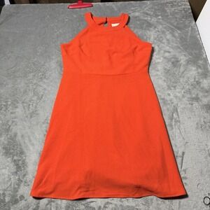 Maeve Anthropologie Textured Ring Neck Dress‎ In Orange Size M